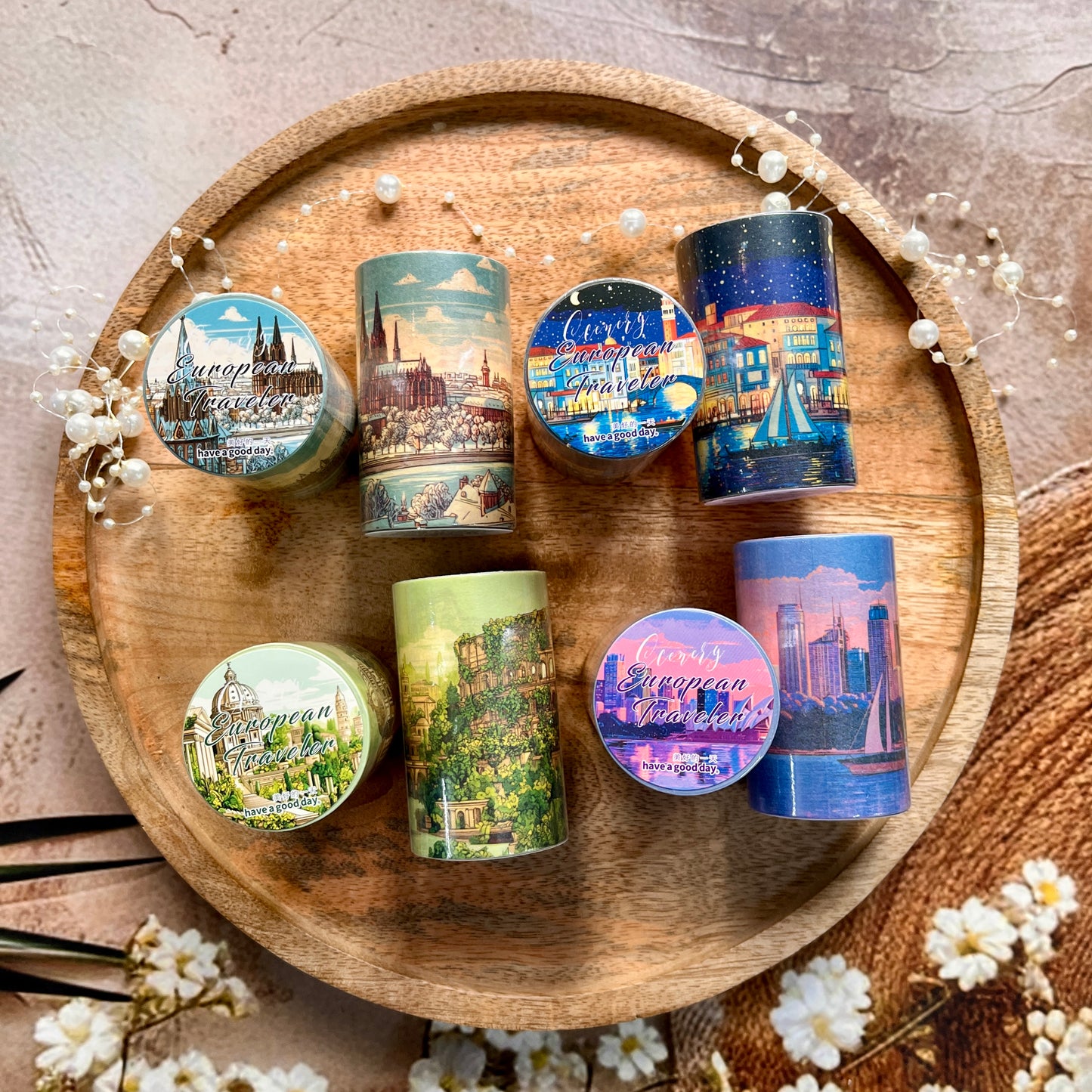 1 Roll Travel Scenery Themed  European Traveler Series Retro Washi Tape