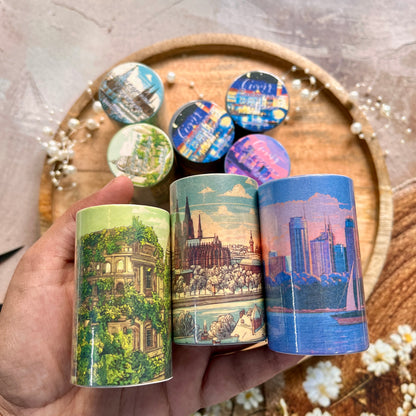 1 Roll Travel Scenery Themed  European Traveler Series Retro Washi Tape