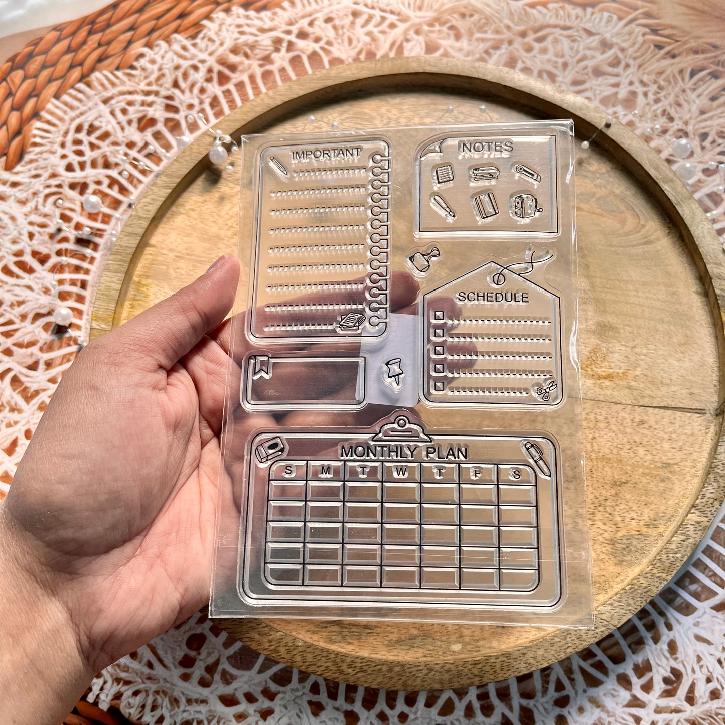 1 Pc Daily Entry Calendar Series Transparent Stamps DIY Planner Stamps