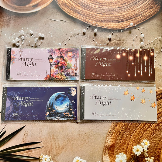 18 Sheets Starry Night Series Lighting Theme Decorative Sticker Booklet