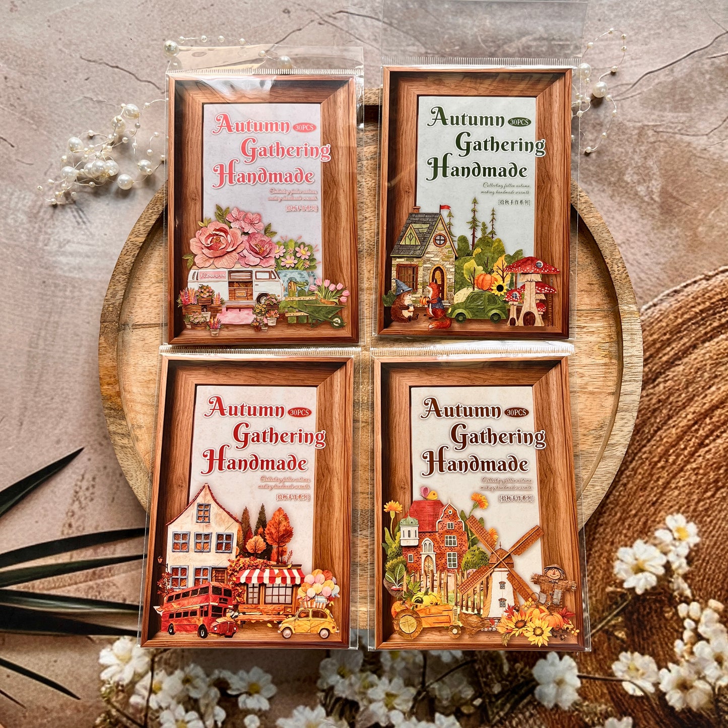 30 Pcs Autumn Gathering Handmade Series Beautiful Retro Stickers