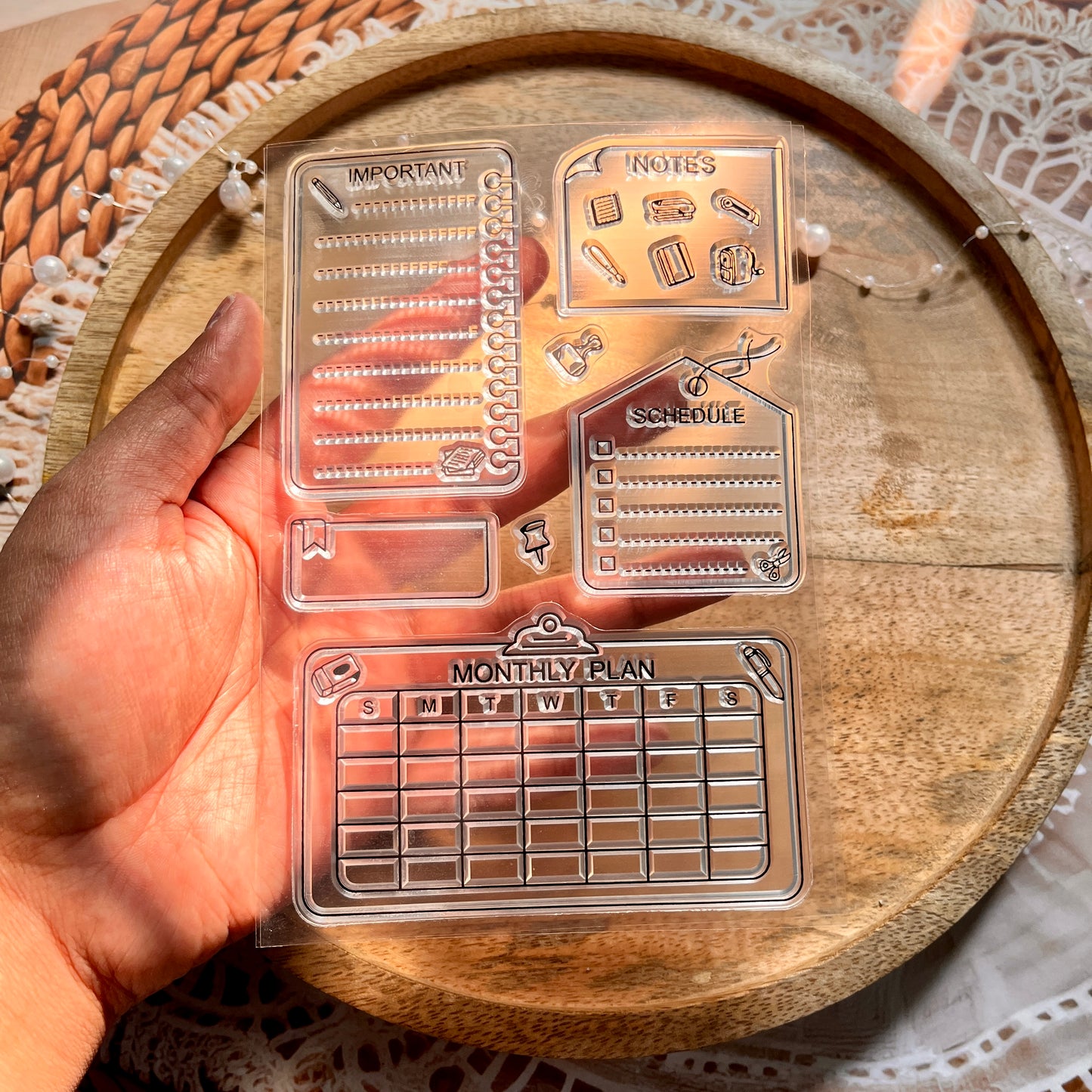 1 Pc Daily Entry Calendar Series Transparent Stamps DIY Planner Stamps