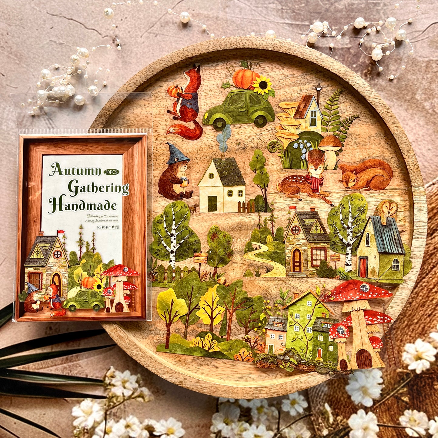 30 Pcs Autumn Gathering Handmade Series Beautiful Retro Stickers