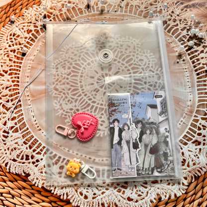 1 Pc Wrap-around Rope Transparent Storage File Bag