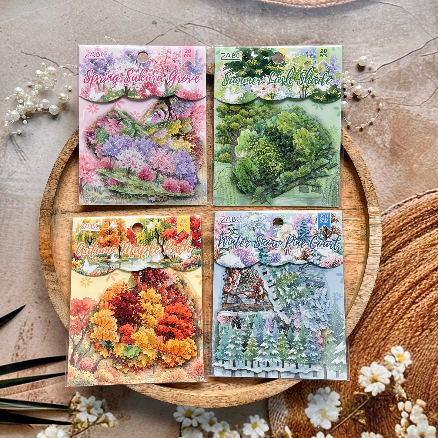20 Pcs Four Seasons of The Forest Series Journaling Stickers