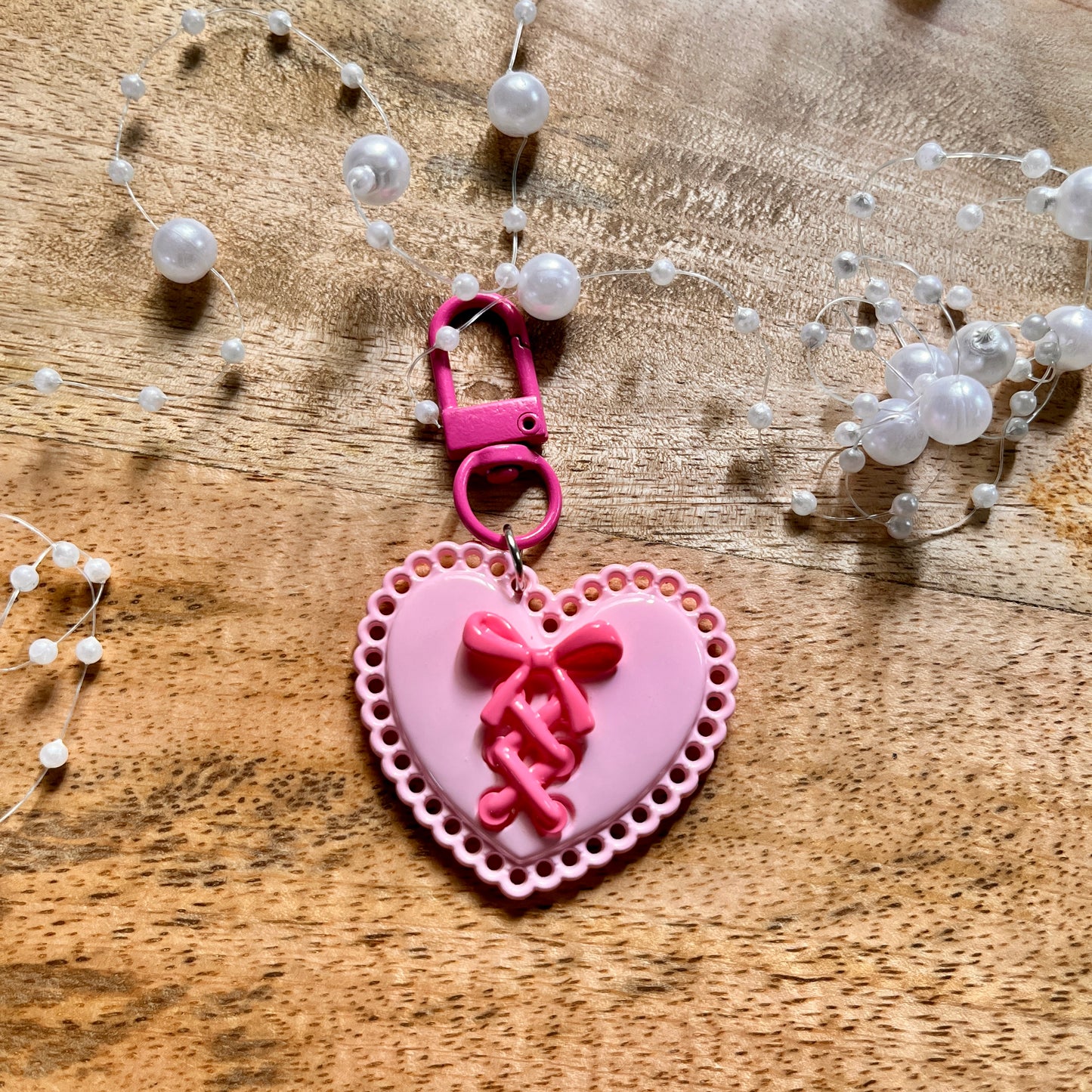 1 Pc y2k Hollow-Cut Heart Cute Bow Keyring Charms