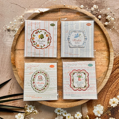 10 Pcs Milky White Border Vintage-inspired Lace patterned Stickers