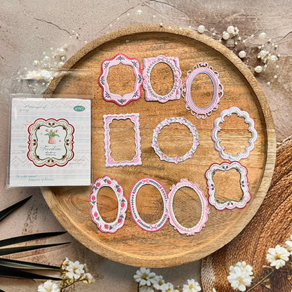 10 Pcs Milky White Border Vintage-inspired Lace patterned Stickers