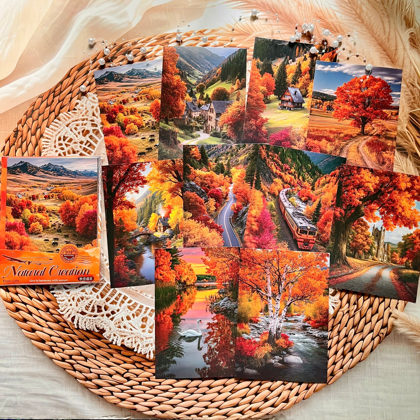 10 Sheets Natural Creations Series Landscape White Cardstock Crafting Materials