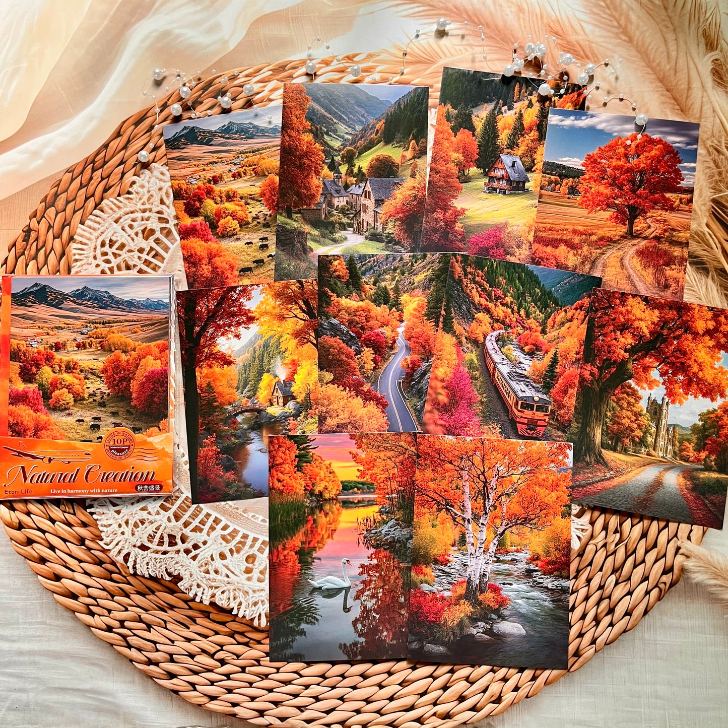 10 Sheets Natural Creations Series Landscape White Cardstock Crafting Materials