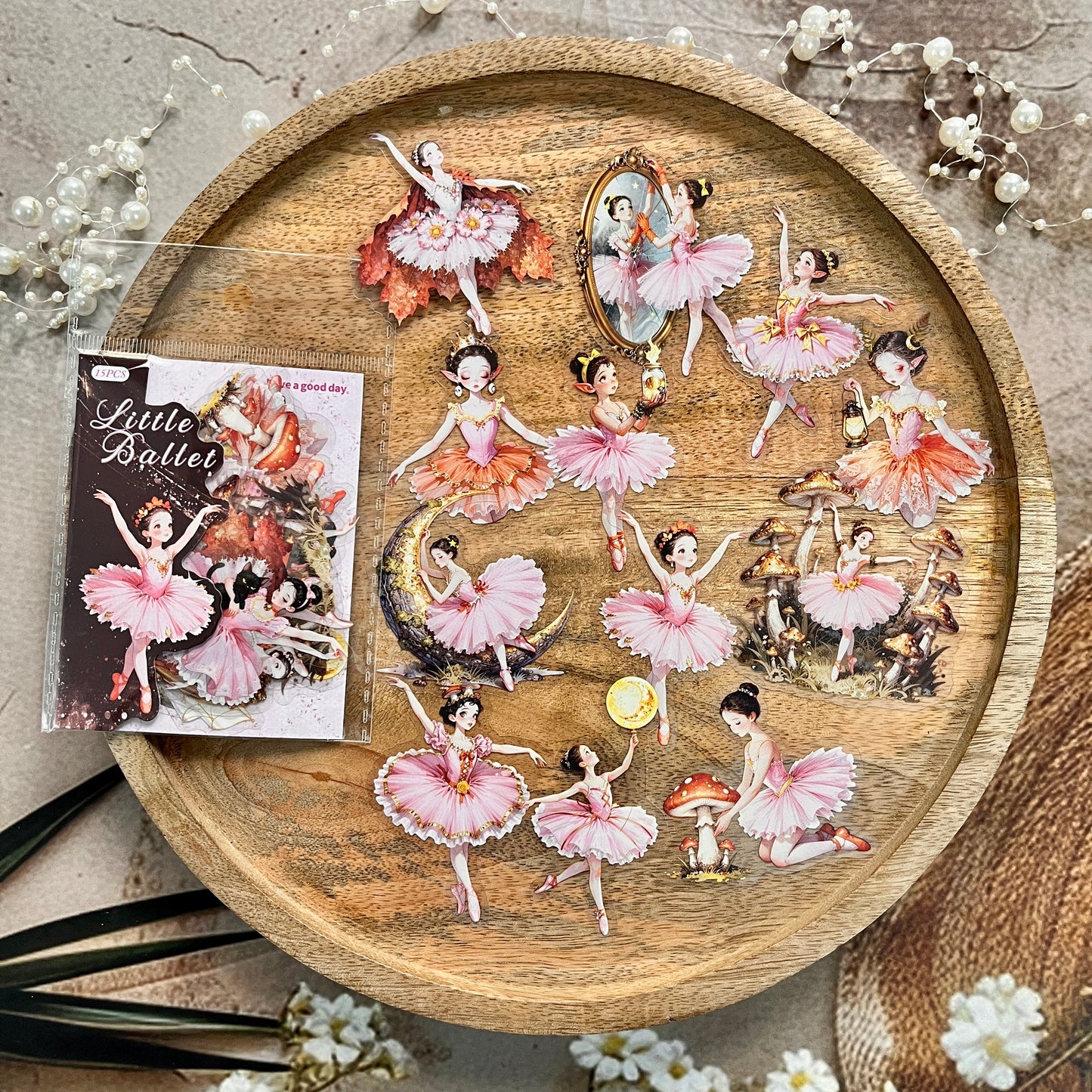 15 Pcs Little Ballet Series Dreamy Retro Character Stickers