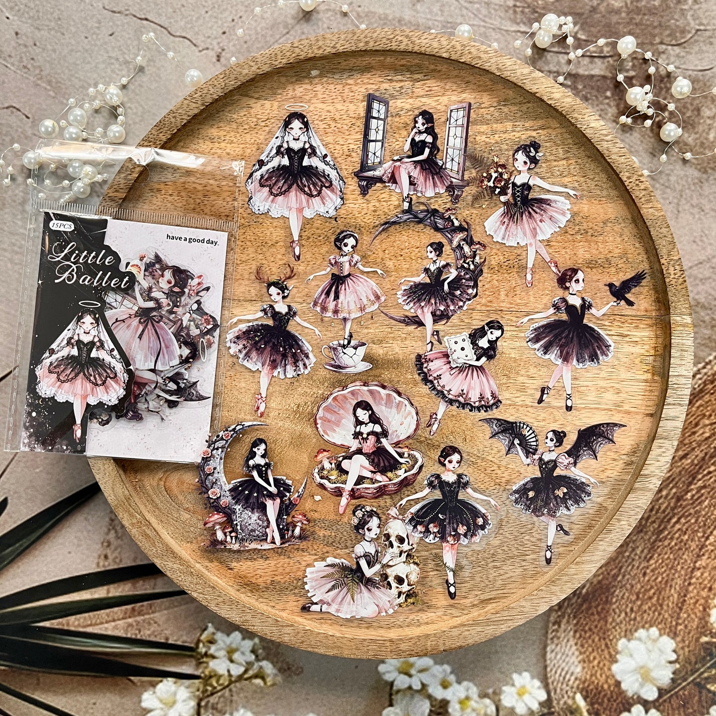 15 Pcs Little Ballet Series Dreamy Retro Character Stickers