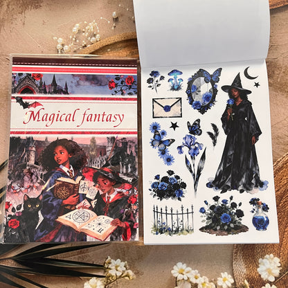 20 Sheets Magical Fantasy Wizard Academy Sticker Book for Scrapbooking