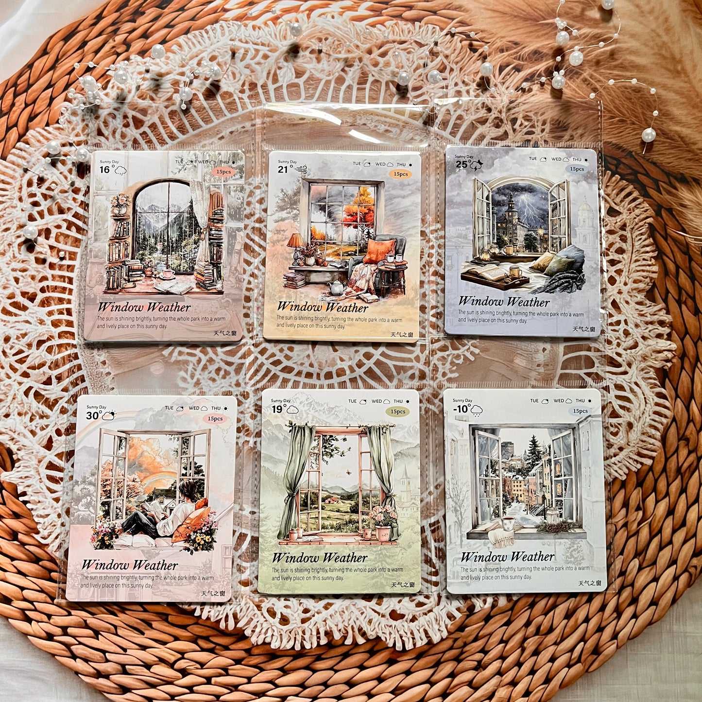 15 Pcs Weather Window Series Natural Landscape Scenery Sticker