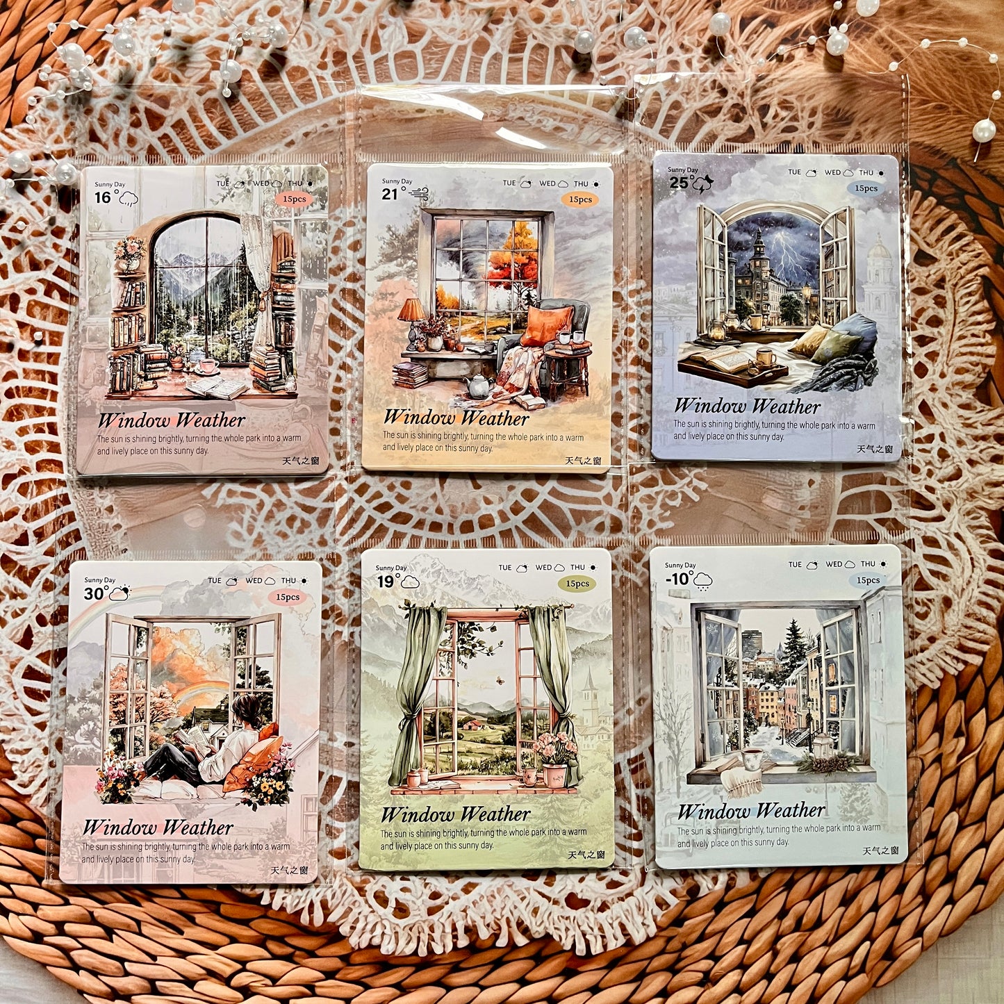 15 Pcs Weather Window Series Natural Landscape Scenery Sticker