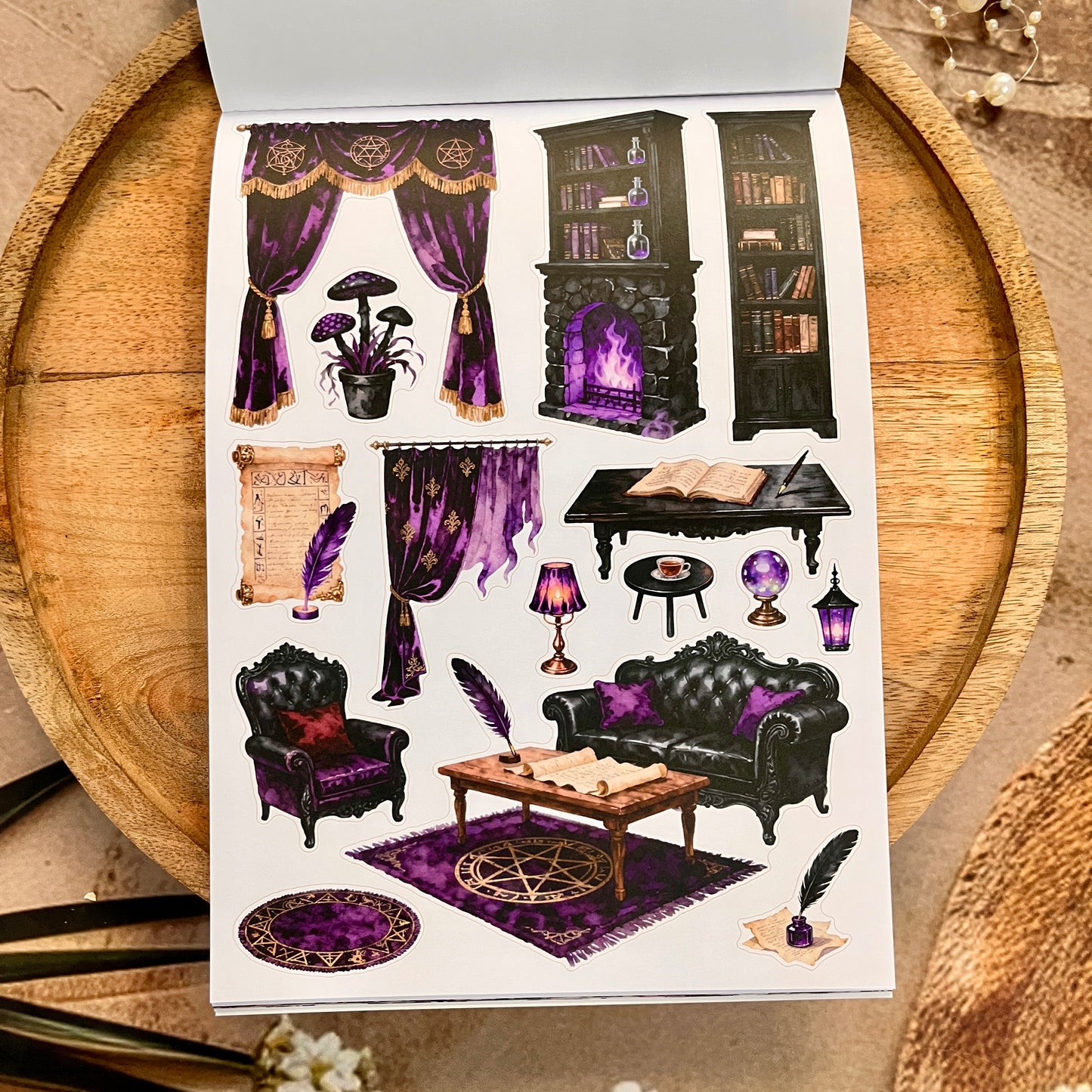 20 Sheets Magical Fantasy Wizard Academy Sticker Book for Scrapbooking