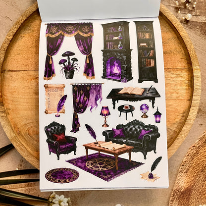 20 Sheets Magical Fantasy Wizard Academy Sticker Book for Scrapbooking