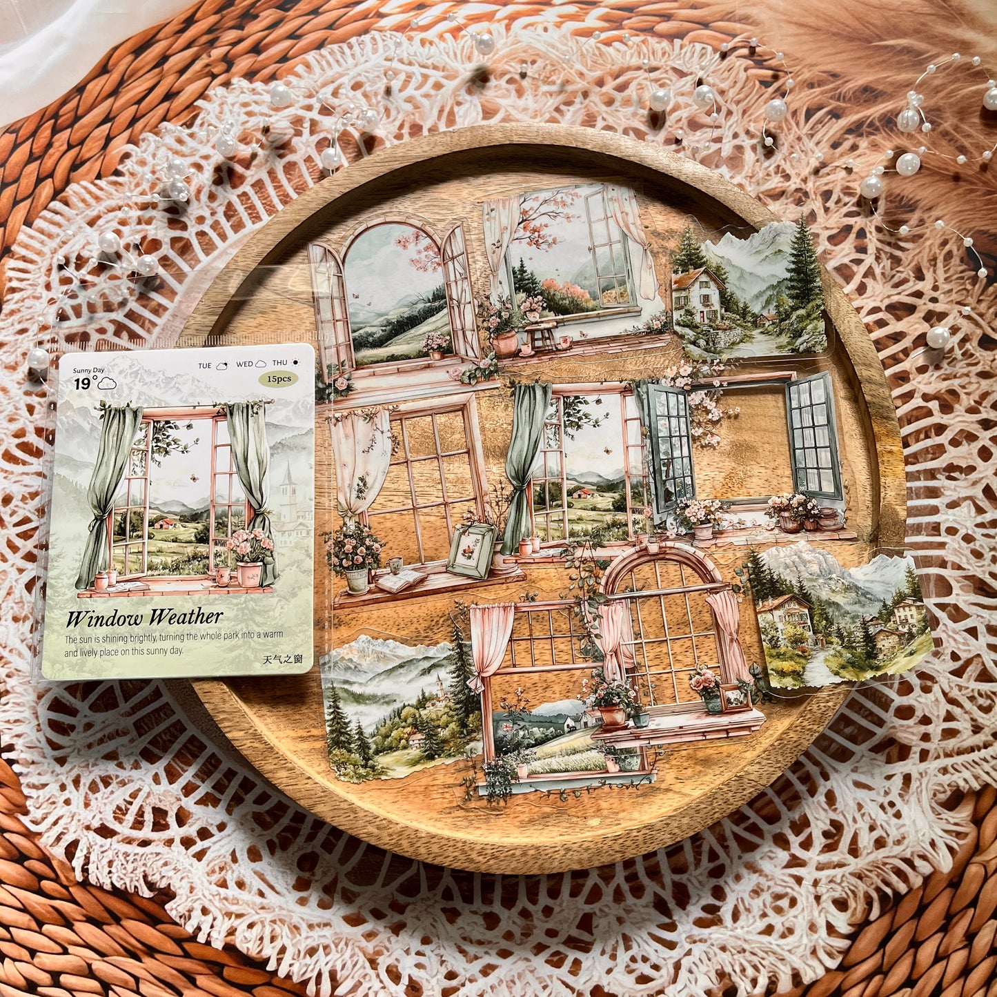 15 Pcs Weather Window Series Natural Landscape Scenery Sticker