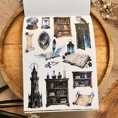 20 Sheets Magical Fantasy Wizard Academy Sticker Book for Scrapbooking