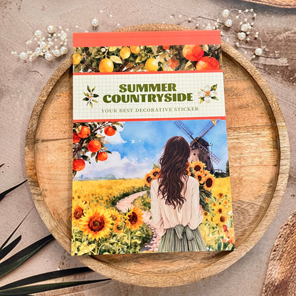 20 Sheets Summer Countryside Floral Farm Sticker Book for Scrapbooking