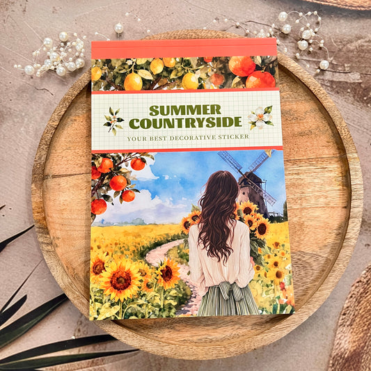 20 Sheets Summer Countryside Floral Farm Sticker Book for Scrapbooking
