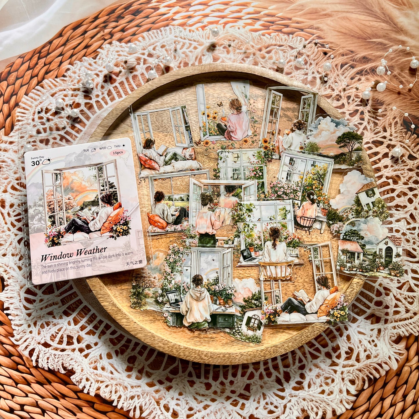 15 Pcs Weather Window Series Natural Landscape Scenery Sticker