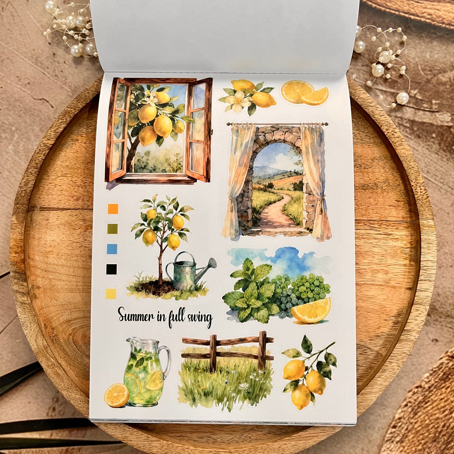 20 Sheets Summer Countryside Floral Farm Sticker Book for Scrapbooking
