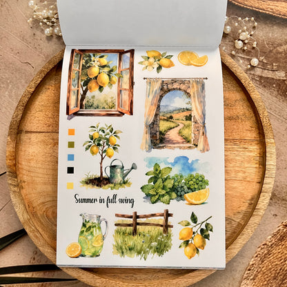 20 Sheets Summer Countryside Floral Farm Sticker Book for Scrapbooking