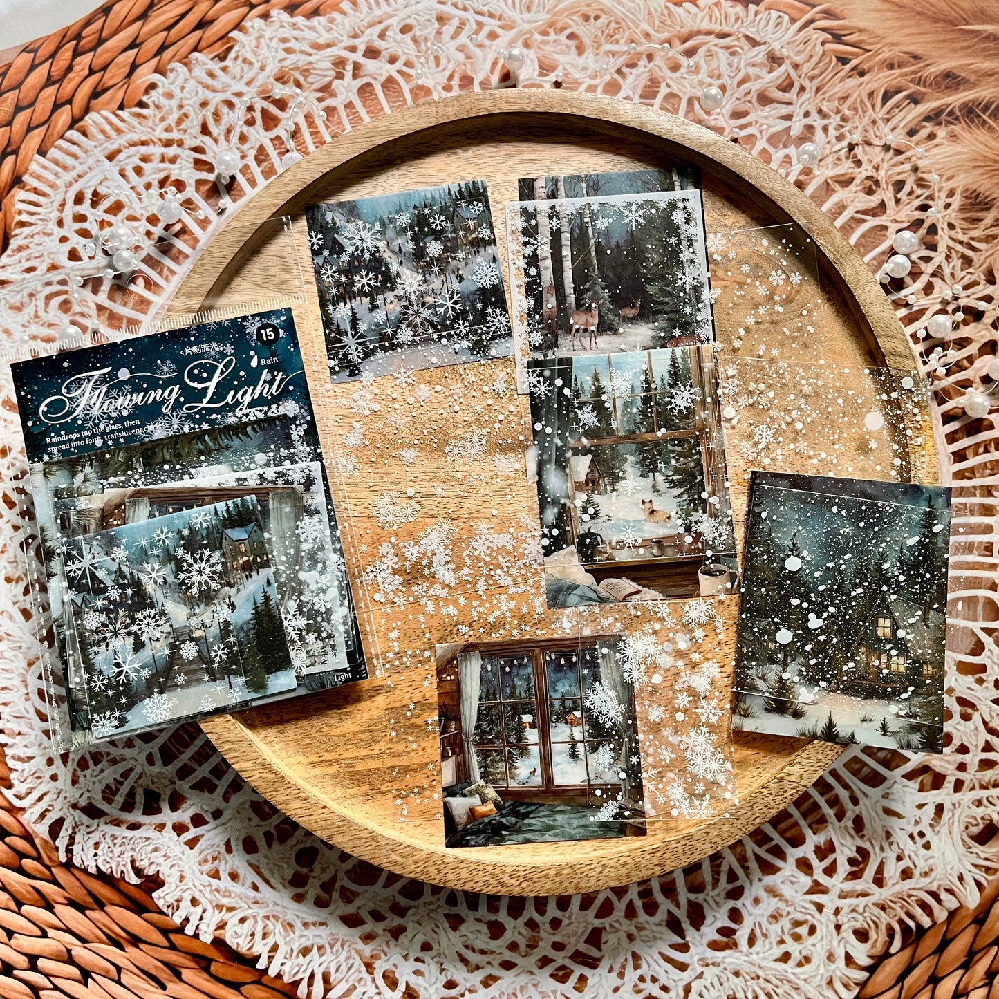 15 Pcs Momentary Glow Series Landscape Elements for Holiday Decoration Stickers