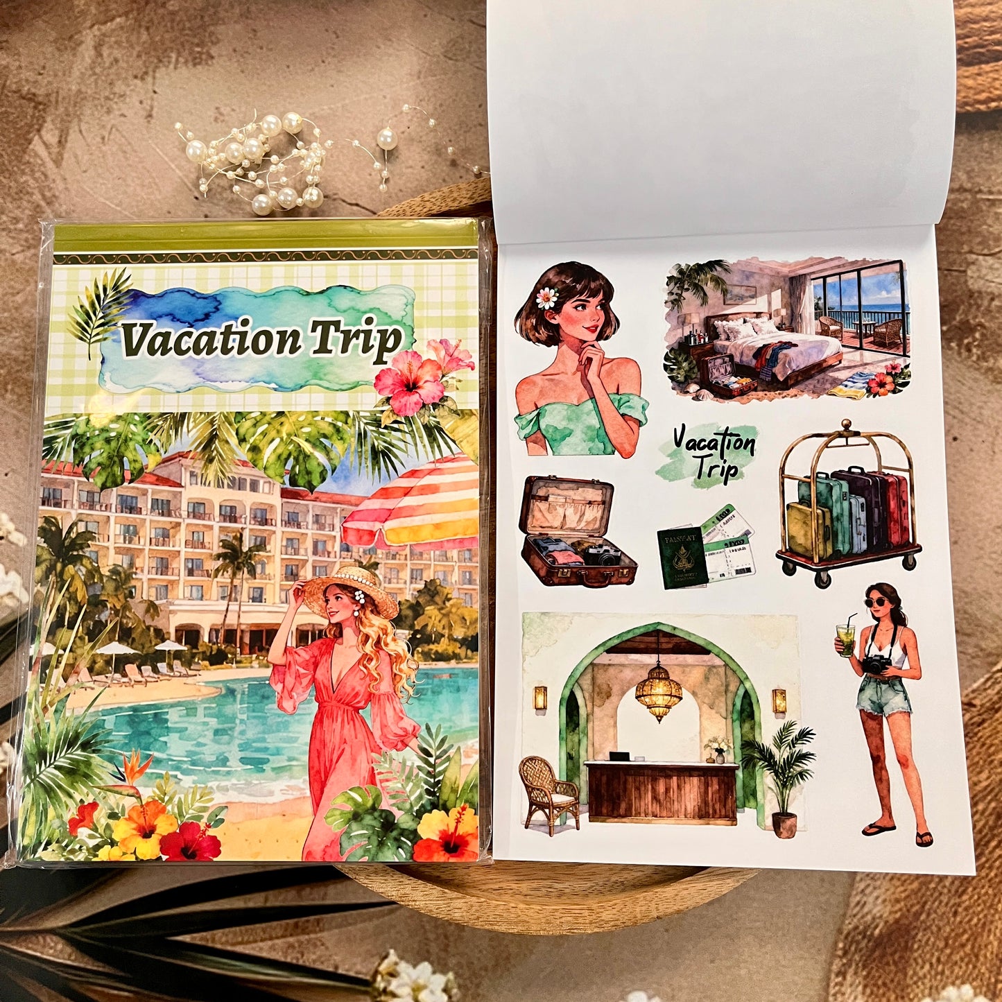 20 Sheets Vacation Trip Holiday Sticker Book for Scrapbooking