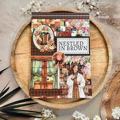 20 Sheets Nestled In Brown Sticker Book for Scrapbooking
