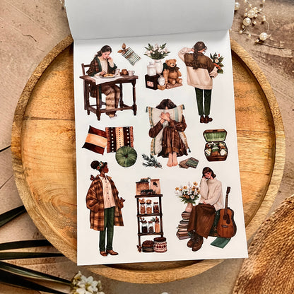 20 Sheets Nestled In Brown Sticker Book for Scrapbooking