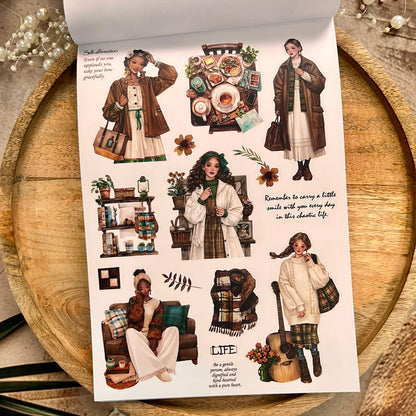 20 Sheets Nestled In Brown Sticker Book for Scrapbooking