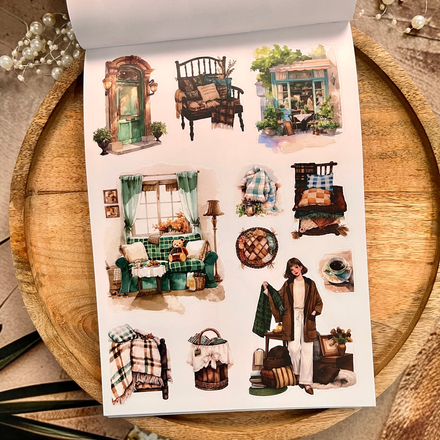 20 Sheets Nestled In Brown Sticker Book for Scrapbooking