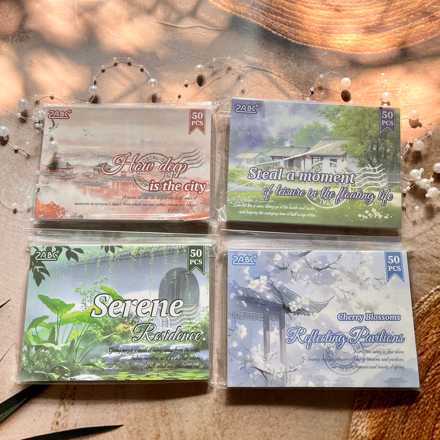 50 Sheets Four Seasons Scenic Notes Non Adhesive Retro Craft Paper