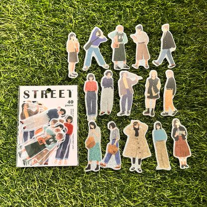 40 Pcs Street Girl Series Literary Girl Character Washi Paper Stickers