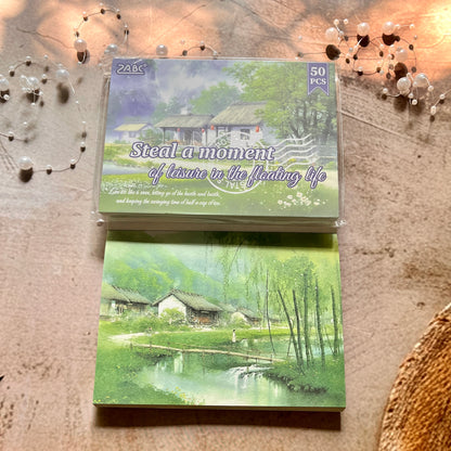 50 Sheets Four Seasons Scenic Notes Non Adhesive Retro Craft Paper