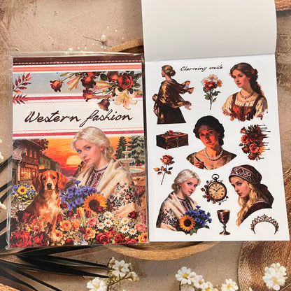 20 Sheets Western Fashion Sticker Book for Scrapbooking