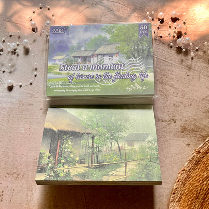 50 Sheets Four Seasons Scenic Notes Non Adhesive Retro Craft Paper