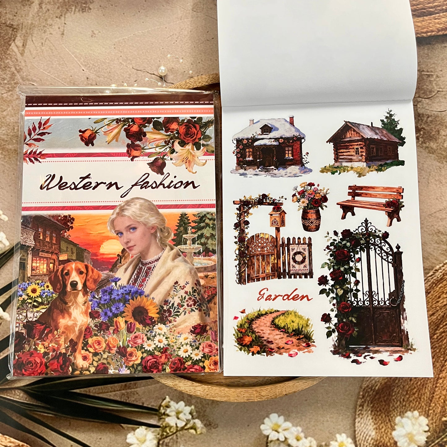20 Sheets Western Fashion Sticker Book for Scrapbooking