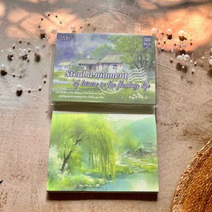 50 Sheets Four Seasons Scenic Notes Non Adhesive Retro Craft Paper