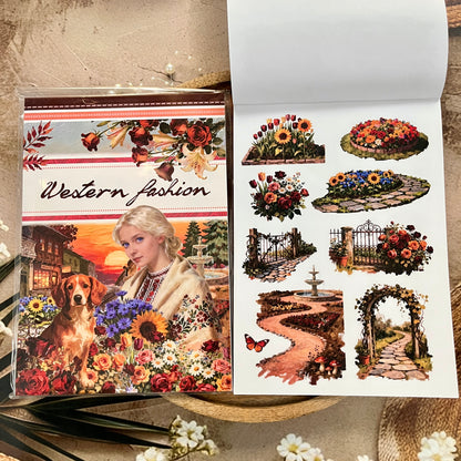 20 Sheets Western Fashion Sticker Book for Scrapbooking
