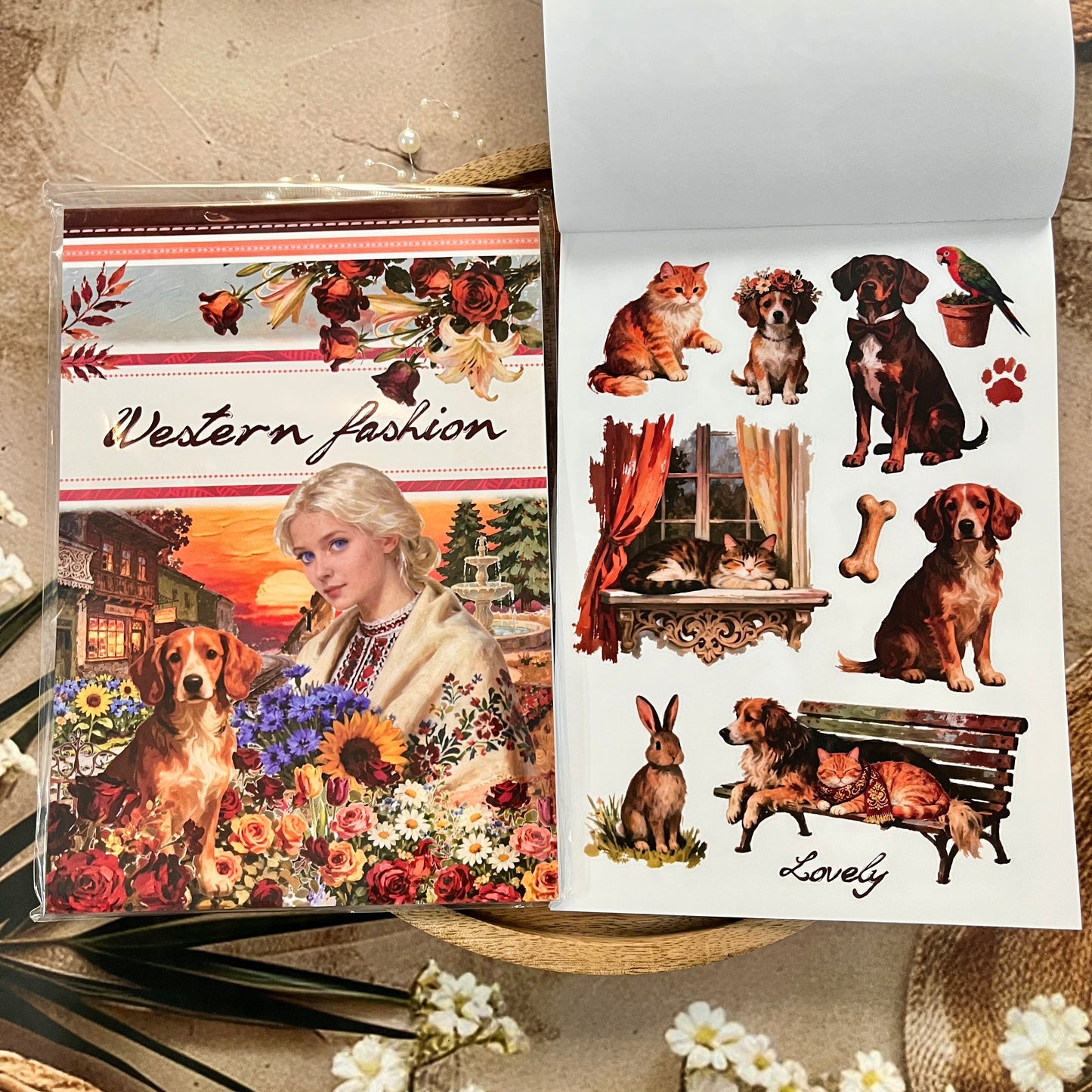 20 Sheets Western Fashion Sticker Book for Scrapbooking