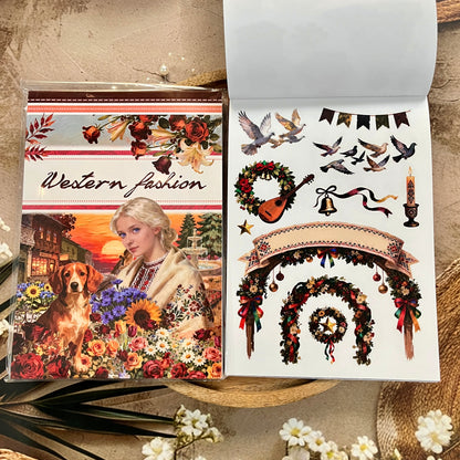 20 Sheets Western Fashion Sticker Book for Scrapbooking