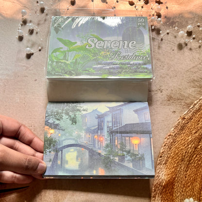 50 Sheets Four Seasons Scenic Notes Non Adhesive Retro Craft Paper