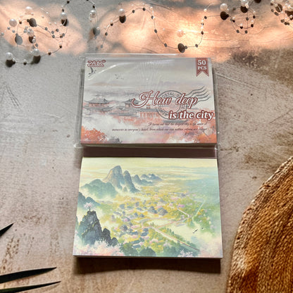 50 Sheets Four Seasons Scenic Notes Non Adhesive Retro Craft Paper