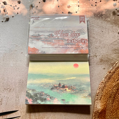 50 Sheets Four Seasons Scenic Notes Non Adhesive Retro Craft Paper
