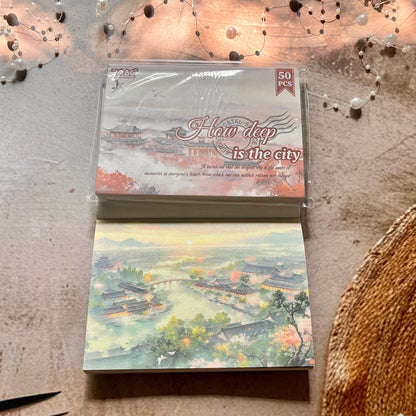 50 Sheets Four Seasons Scenic Notes Non Adhesive Retro Craft Paper