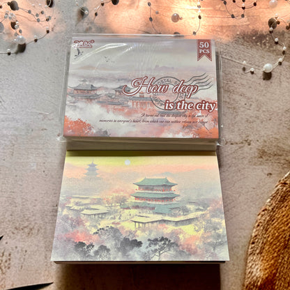 50 Sheets Four Seasons Scenic Notes Non Adhesive Retro Craft Paper