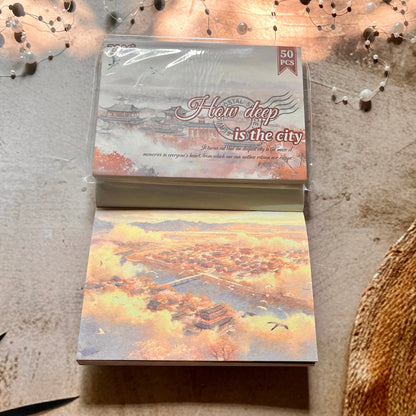 50 Sheets Four Seasons Scenic Notes Non Adhesive Retro Craft Paper